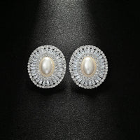Boucle D'Oreille Clip Femme Vintage Perle Et Cristaux
