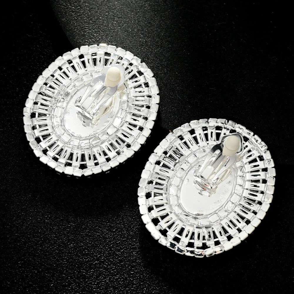 Boucle D'Oreille Clip Femme Vintage Perle Et Cristaux