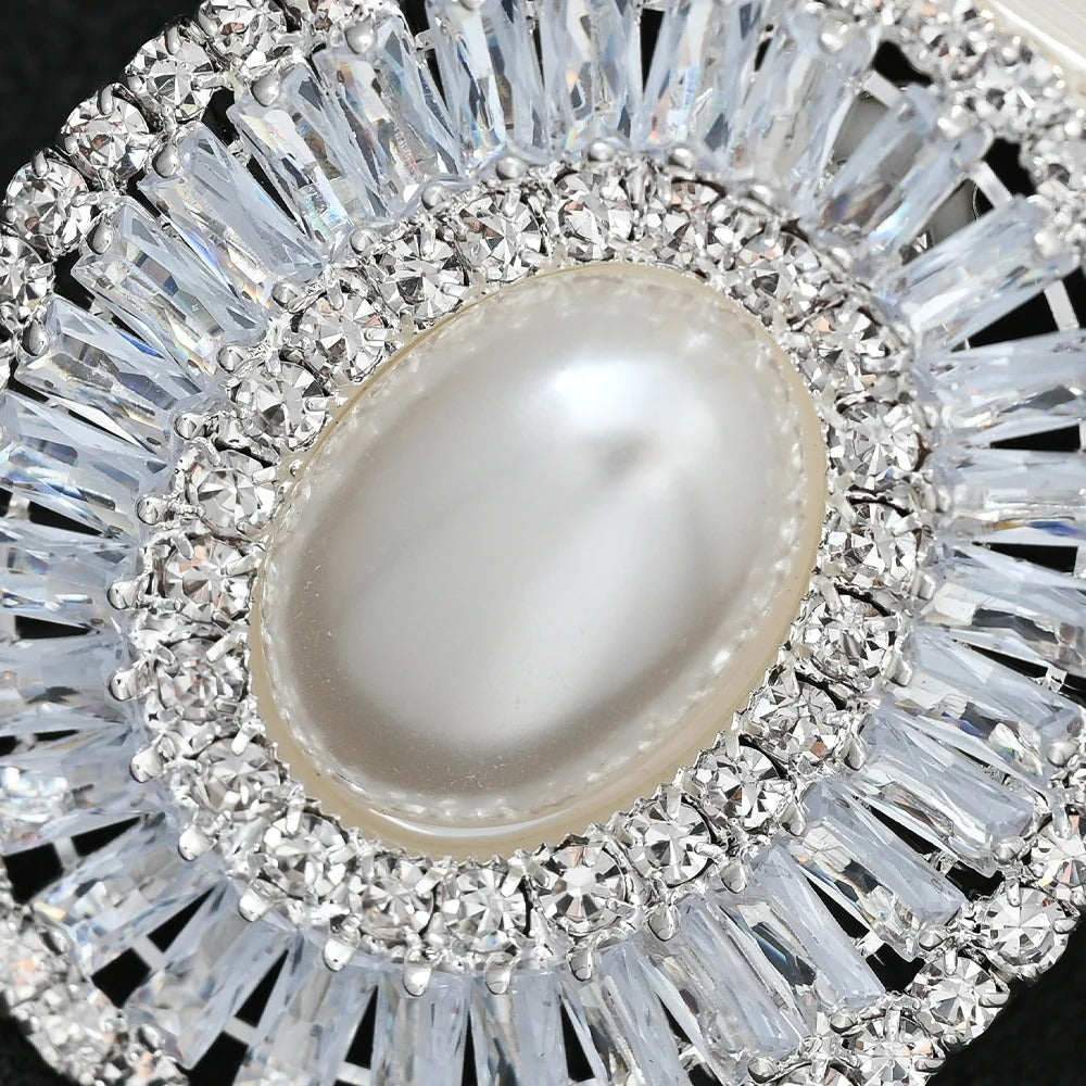 Boucle D'Oreille Clip Femme Vintage Perle Et Cristaux Image