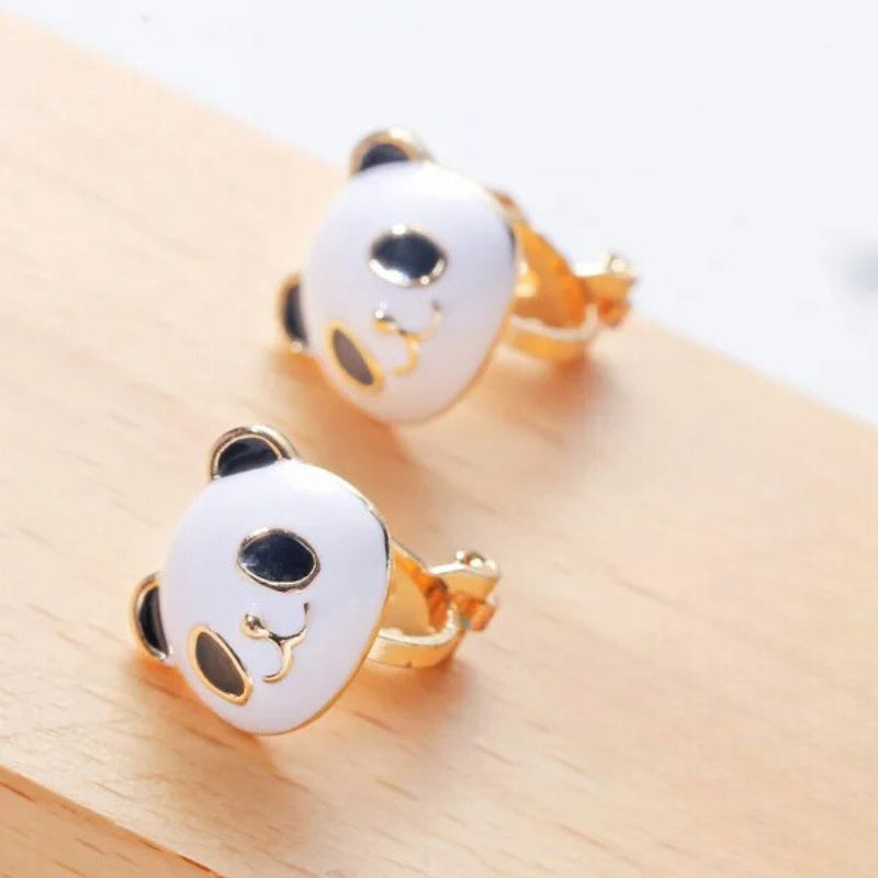 Boucle D'oreille Clip Fillette Tête de Panda Image