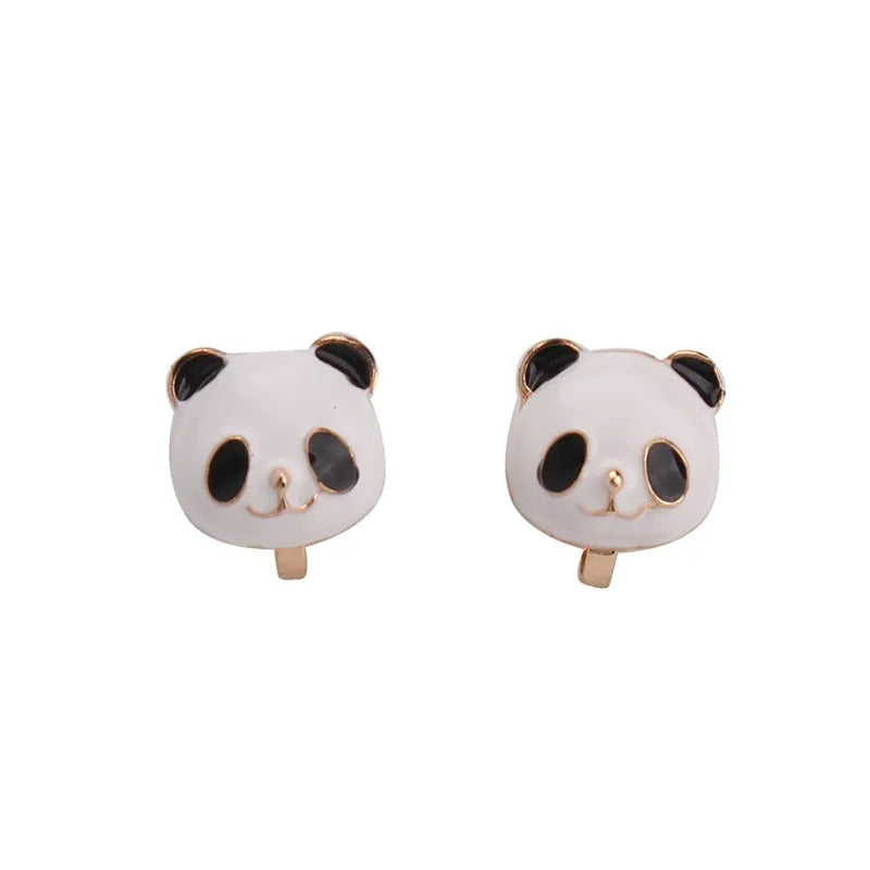 Boucle D'oreille Clip Fillette Tête de Panda