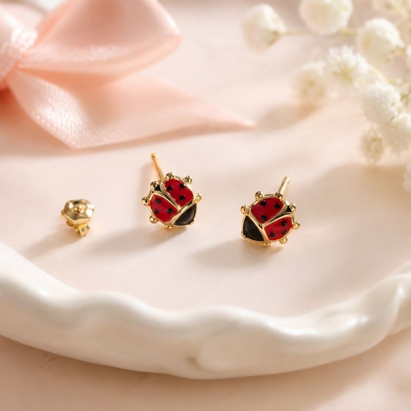 Boucle D'oreille Coccinelle Mignonne Image