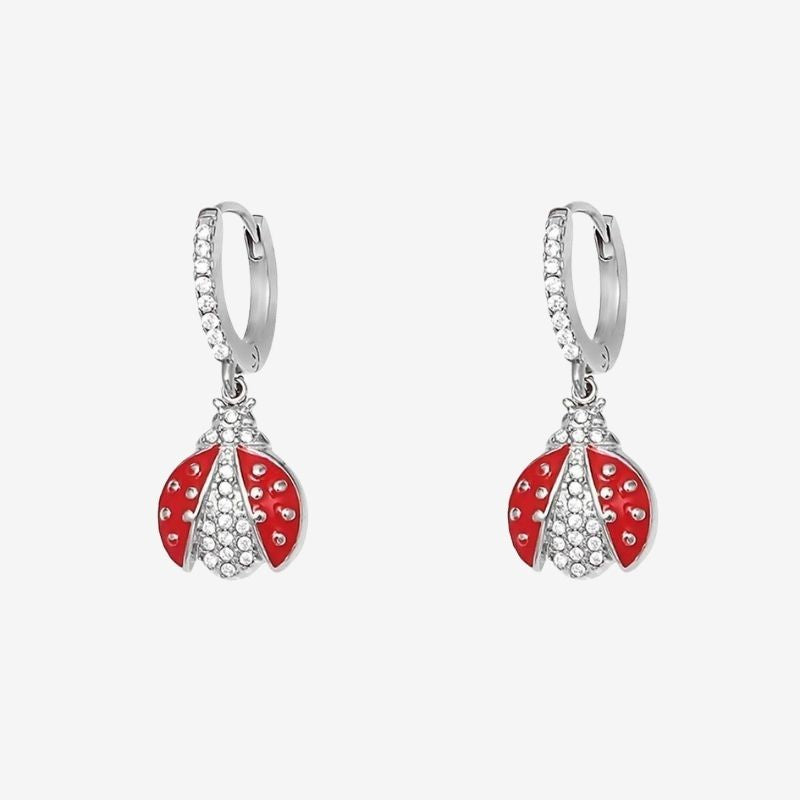 Boucle D'oreille Coccinelle Pendante Acier Inoxydable