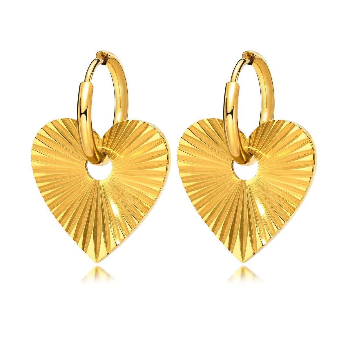 Boucle D'oreille Cœur Acier Inoxydable Rayonnante
