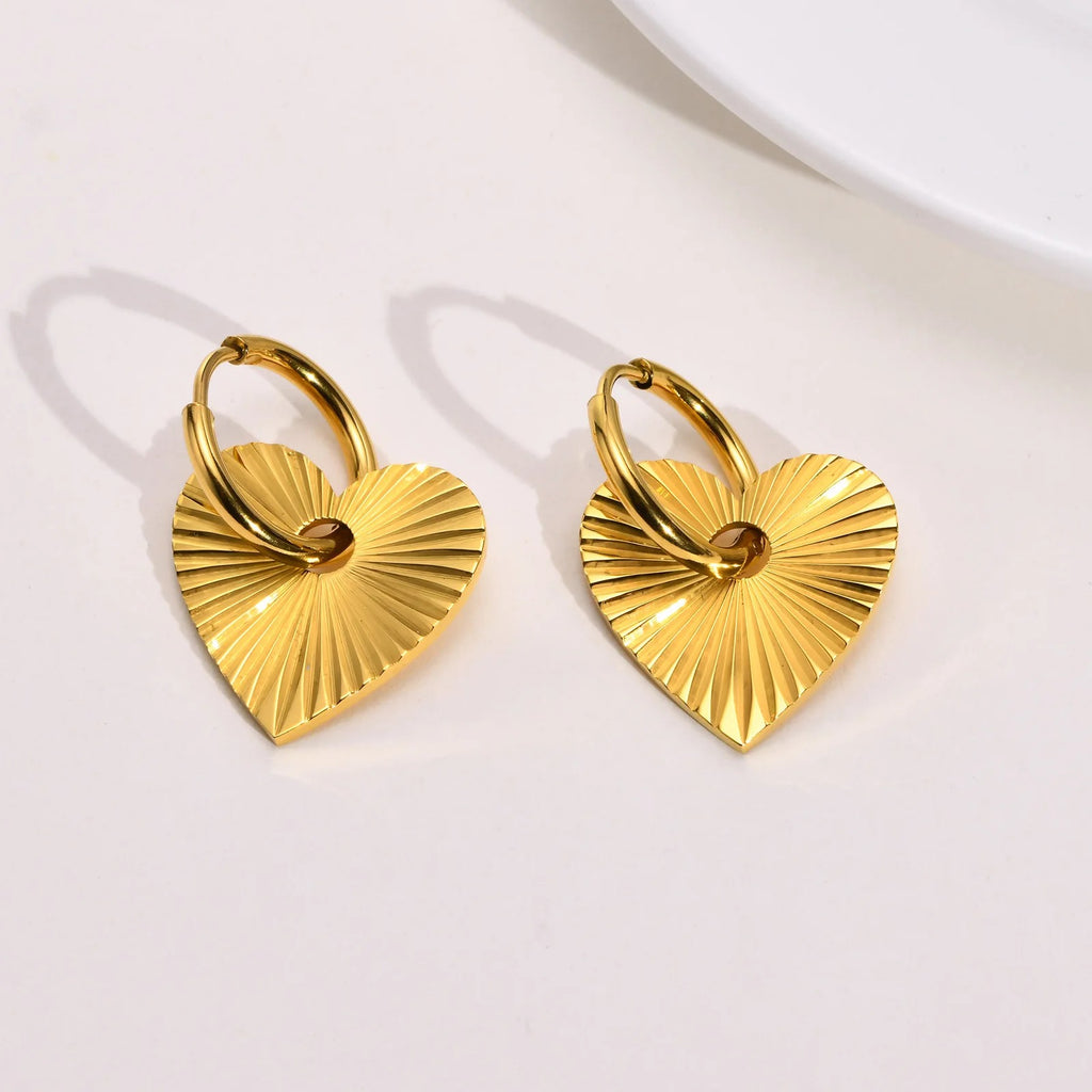 Boucle D'oreille Cœur Acier Inoxydable Rayonnante