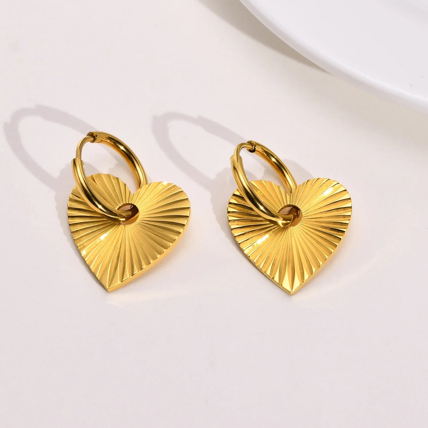 Boucle D'oreille Cœur Acier Inoxydable Rayonnante