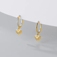 Boucle D'Oreille Cœur Doré Délicat En Argent