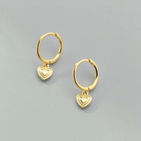 Boucle D'Oreille Cœur Doré Délicat En Argent