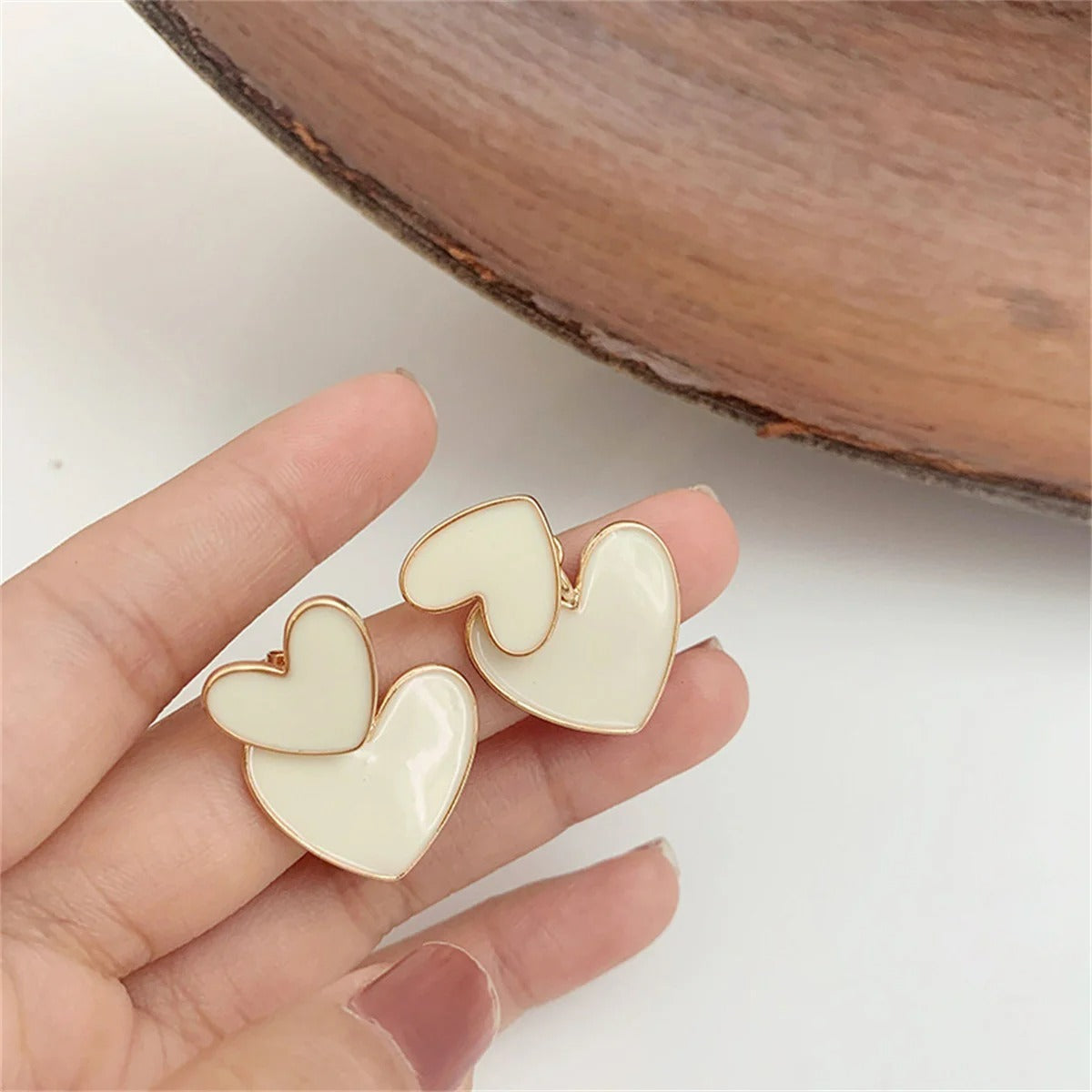 Boucle D'oreille Cœur Blanc