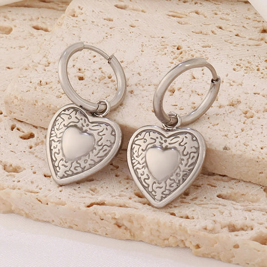 Boucle D'oreille Cœur Créole Vintage Acier Inoxydable