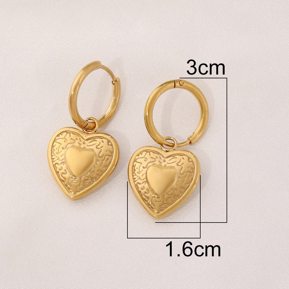Boucle D'oreille Cœur Créole Vintage Acier Inoxydable