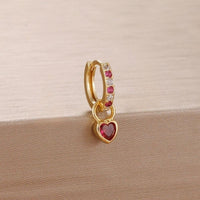 Boucle D'Oreille Cœur Cristal Doré Acier Inoxydable