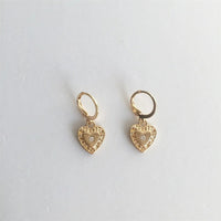 Boucle D'oreille Cœur Doré Vintage Strass Délicat