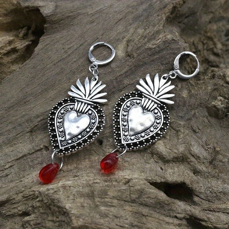 Boucle D'oreille Cœur Dorée Texturée