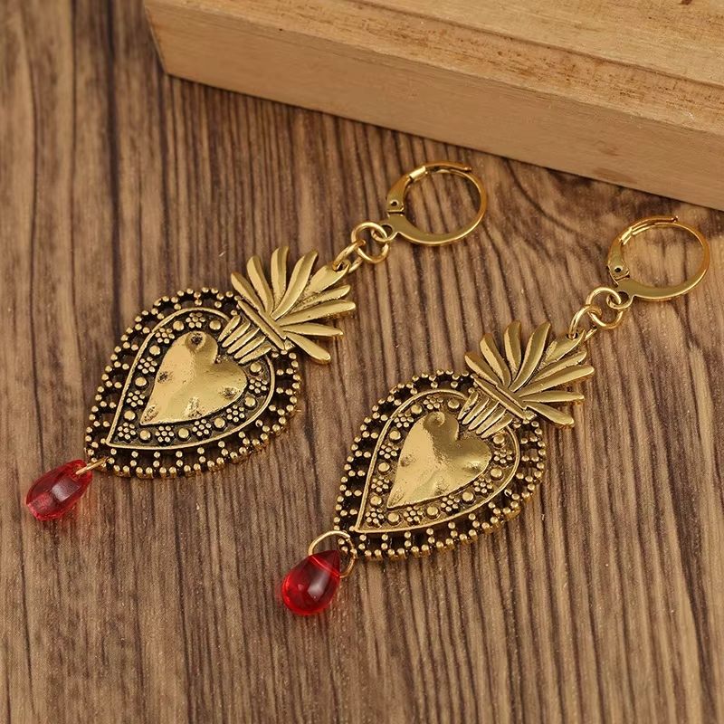 Boucle D'oreille Cœur Dorée Texturée