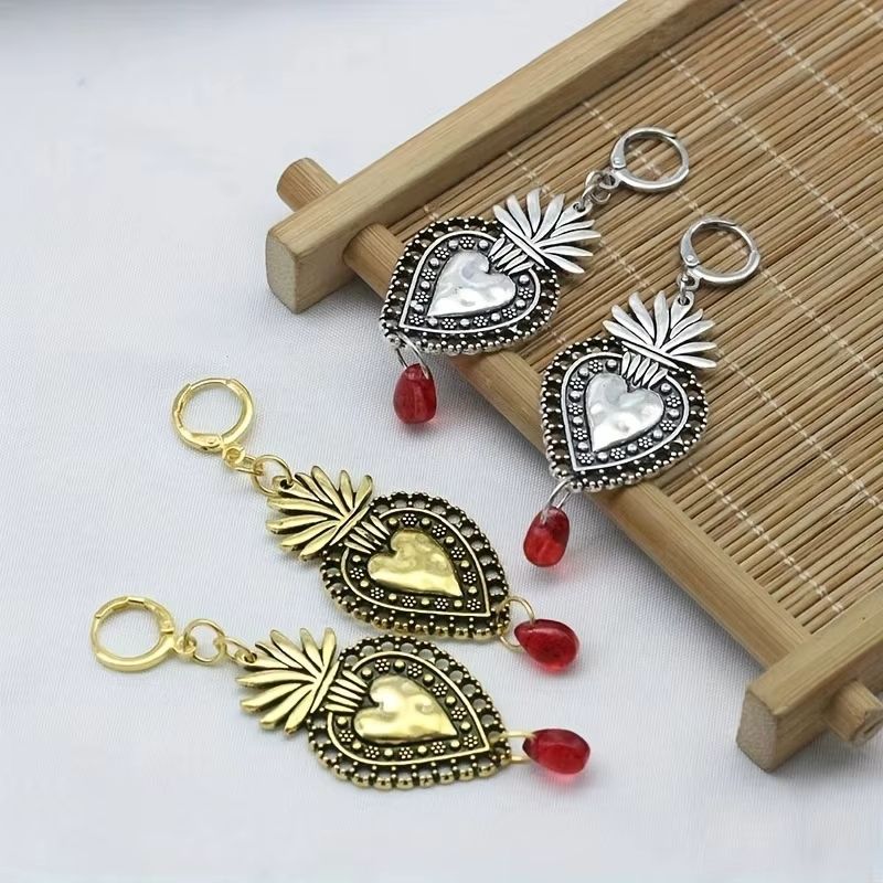 Boucle D'oreille Cœur Dorée Texturée