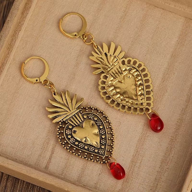 Boucle D'oreille Cœur Dorée Texturée