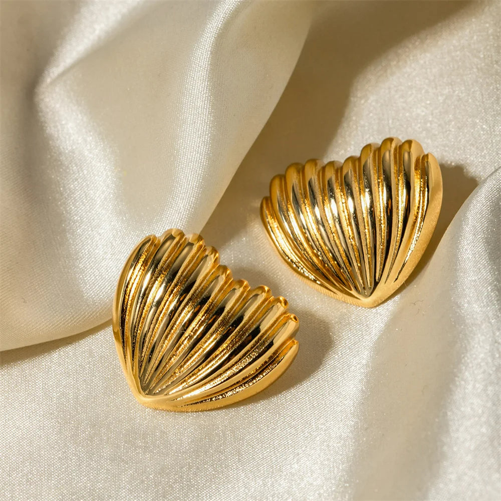 Boucle D'oreille Cœur Effet Coquillage