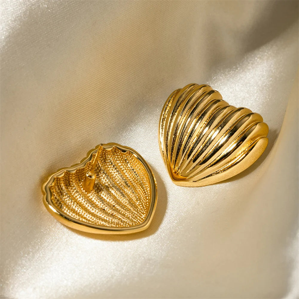 Boucle D'oreille Cœur Effet Coquillage