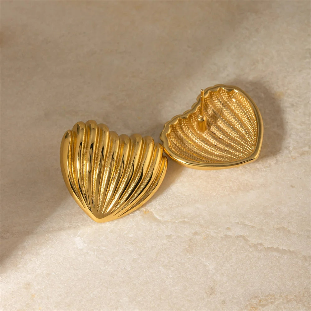Boucle D'oreille Cœur Effet Coquillage