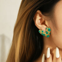 Boucle d'Oreille Cœur Fantaisie Colorée - Acier Inoxydable
