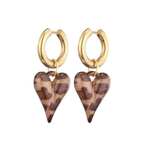 Boucle D'Oreille Cœur Léopard Et Créole Dorée Acier Inoxydable