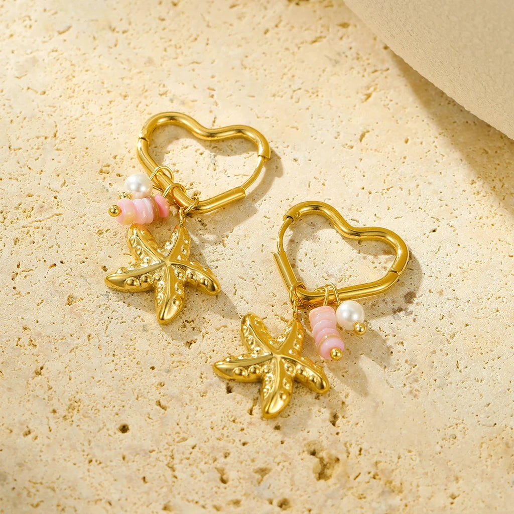 Boucle d'Oreille Cœur Marin Acier Inoxydable