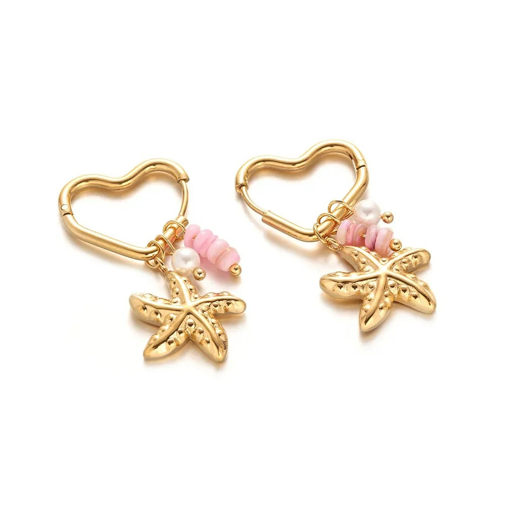 Boucle d'Oreille Cœur Marin Acier Inoxydable