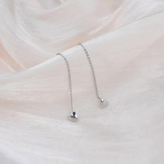 Boucle D'Oreille Cœur Minimaliste Et Chaîne