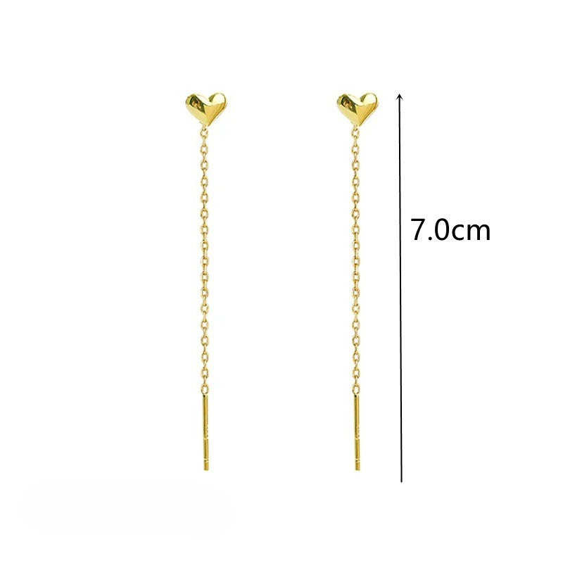 Boucle D'Oreille Cœur Minimaliste Et Chaîne