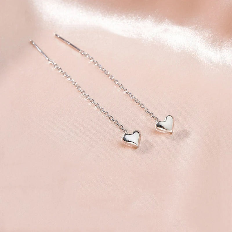 Boucle D'Oreille Cœur Minimaliste Et Chaîne