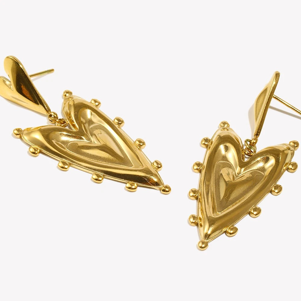 Boucle D'oreille Cœur Sculpturale Acier Inoxydable