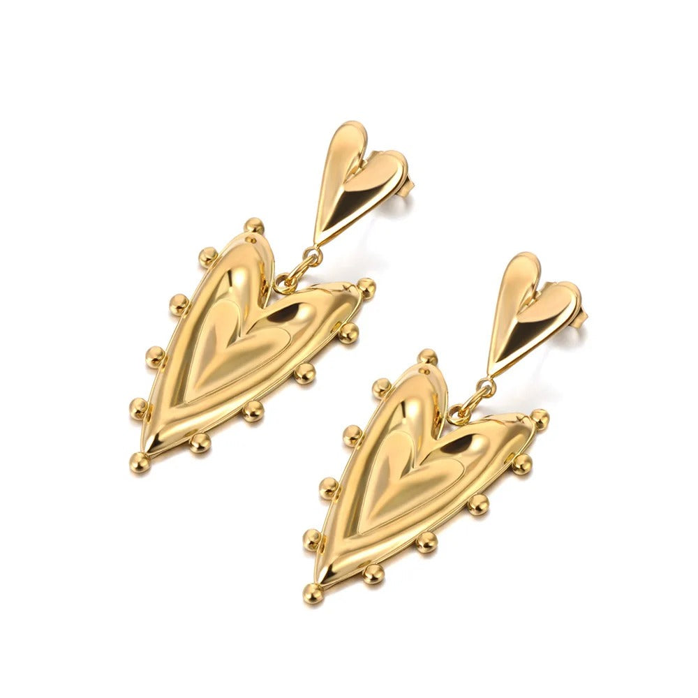 Boucle D'oreille Cœur Sculpturale Acier Inoxydable