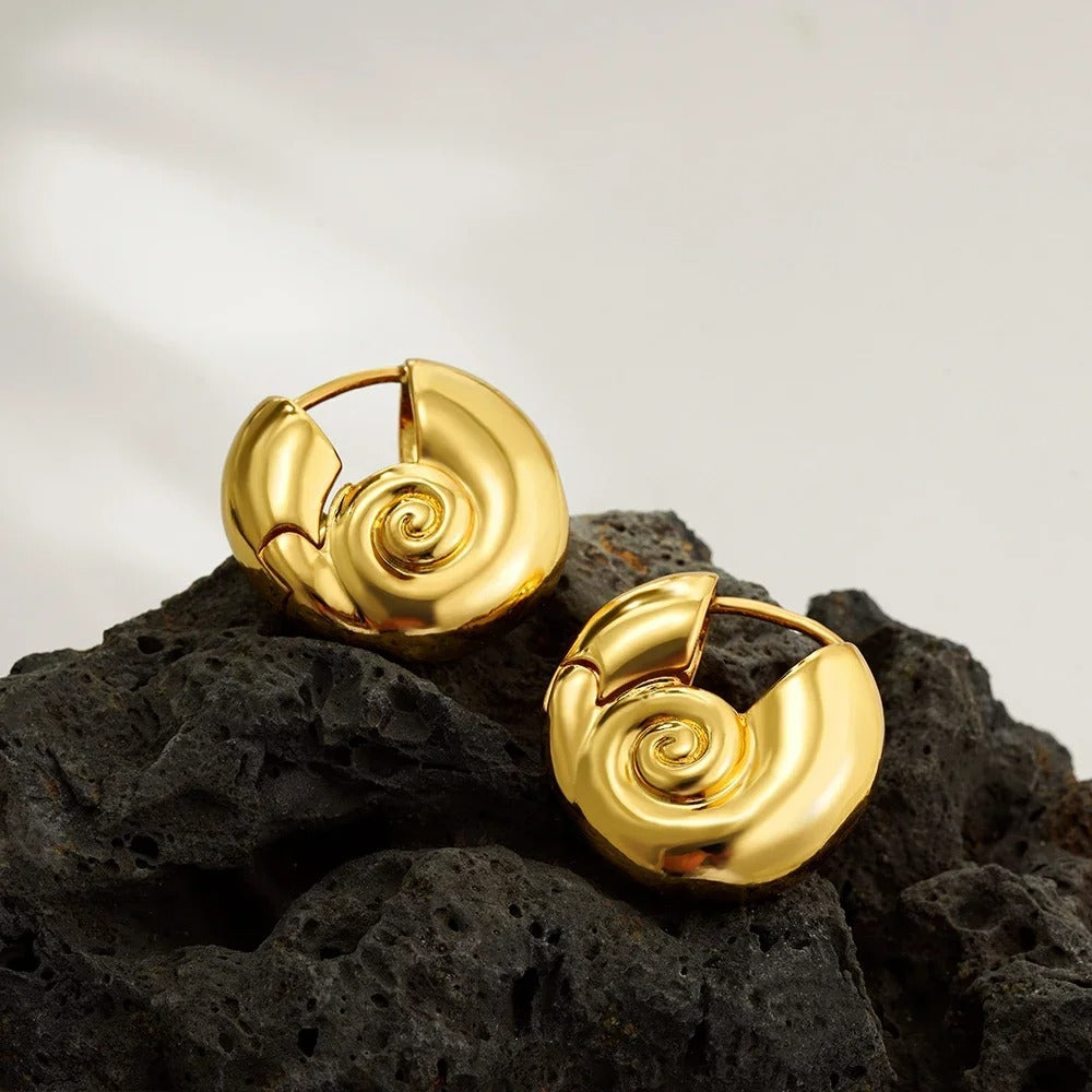 Boucle D'oreille Coquillage Escargot Acier Inoxydable Image