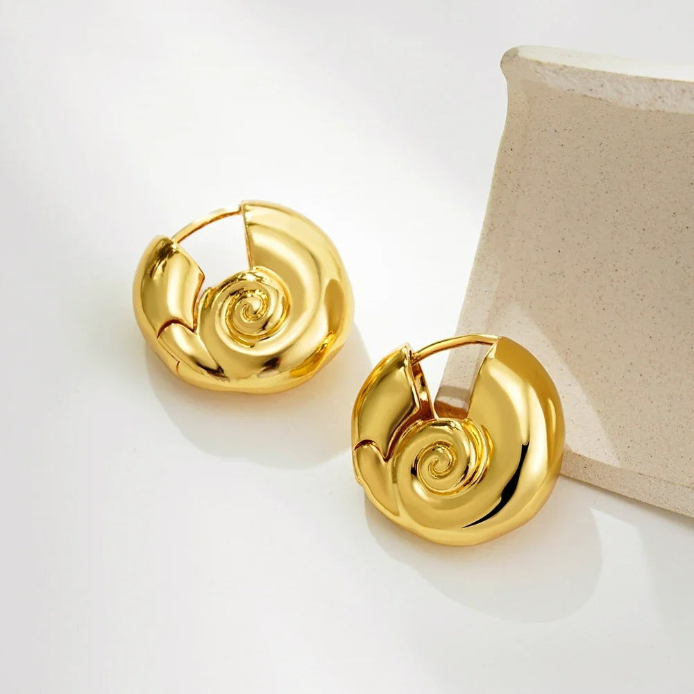 Boucle D'oreille Coquillage Escargot Acier Inoxydable Image