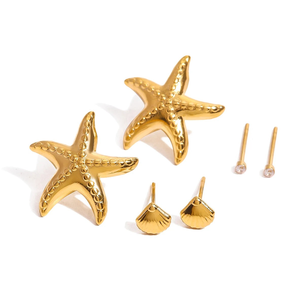 Boucle D'oreille Coquillage Acier Inoxydable Lot De 3
