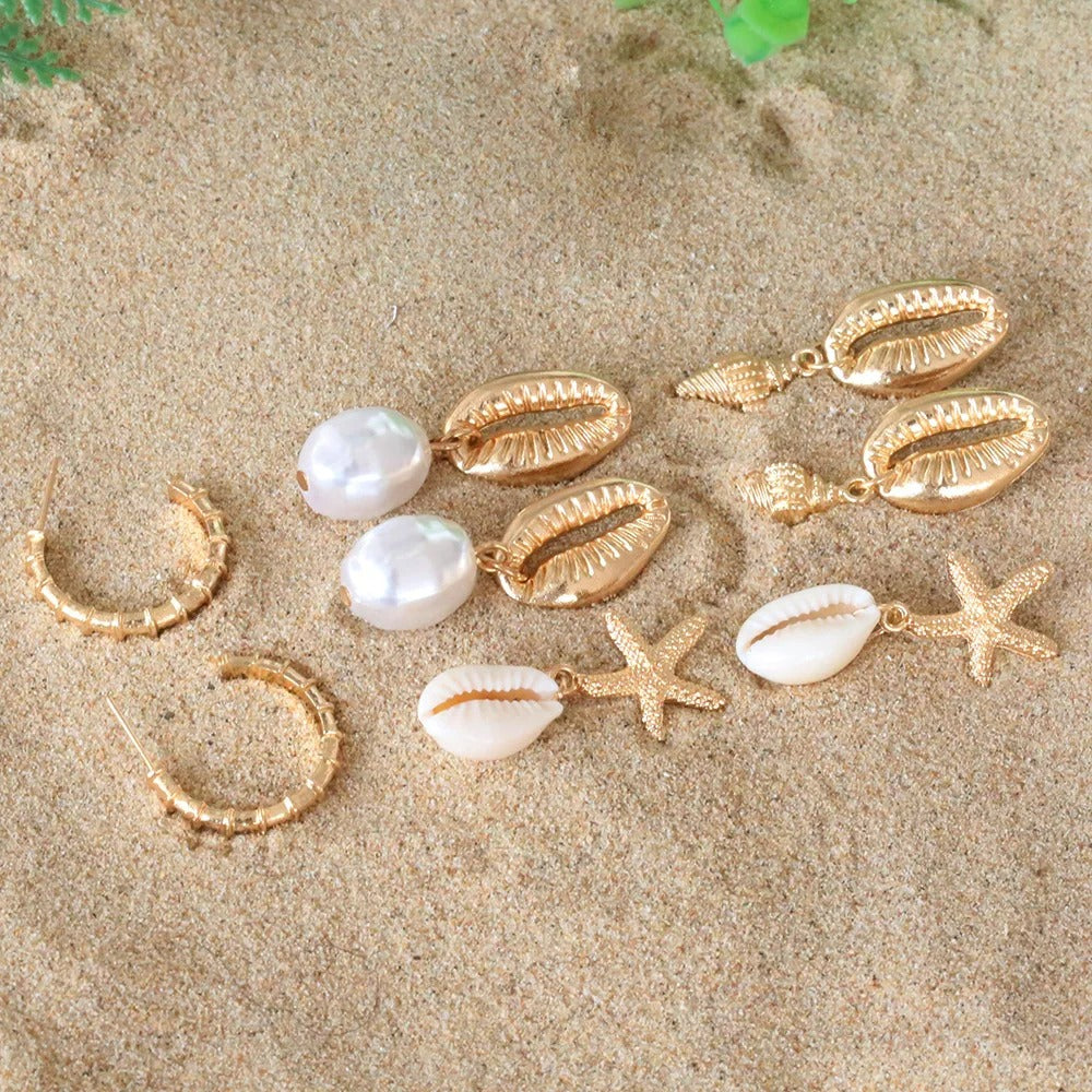 Boucle D'oreille Coquillage Lot De 4