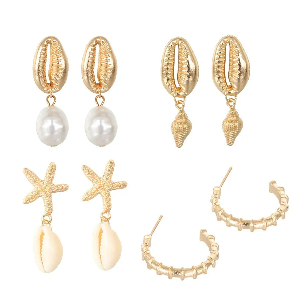 Boucle D'oreille Coquillage Lot De 4