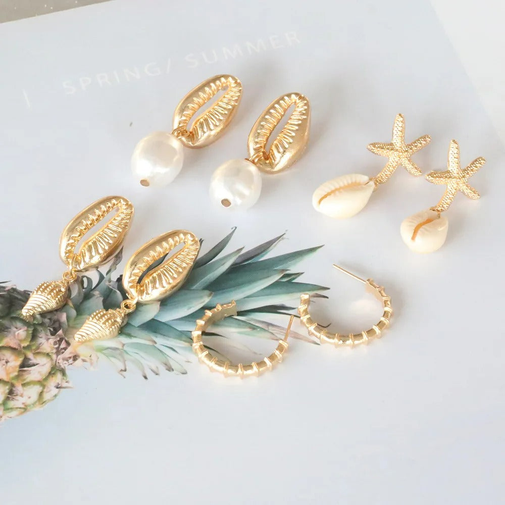 Boucle D'oreille Coquillage Lot De 4