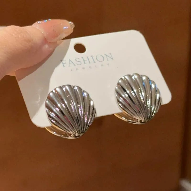 Boucle D'oreille Coquillage Vintage Argenté