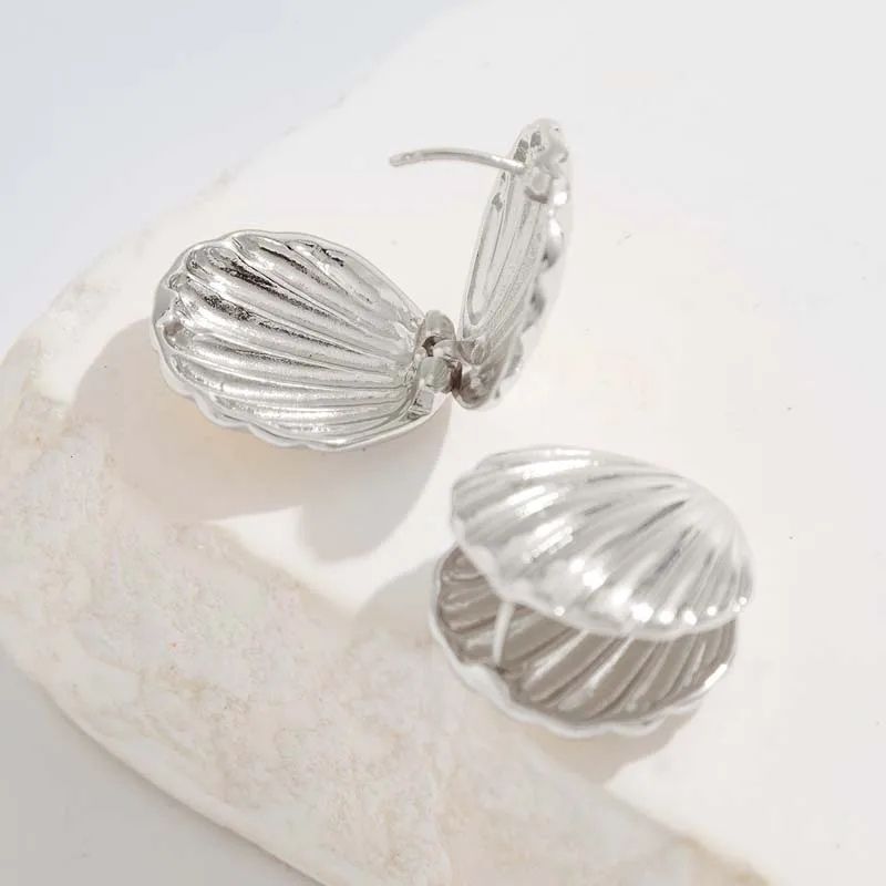 Boucle D'oreille Coquillage Vintage Argenté