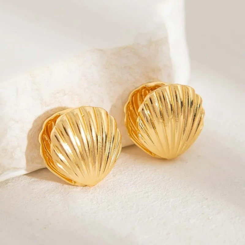 Boucle D'oreille Coquillage Vintage Doré