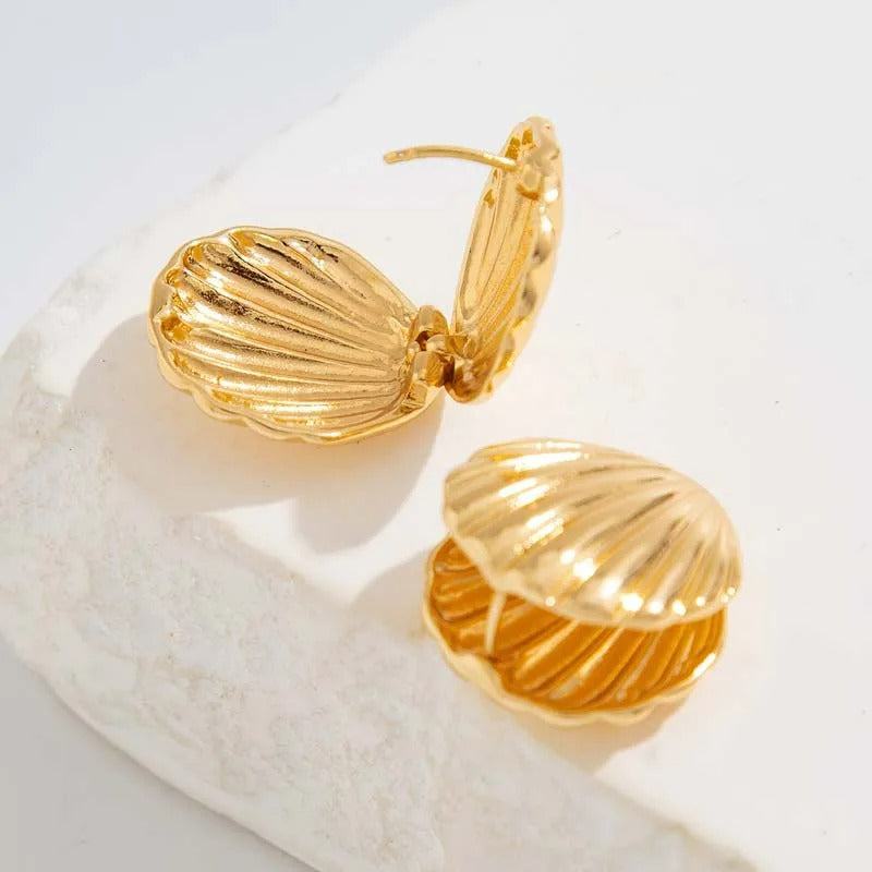 Boucle D'oreille Coquillage Vintage Doré