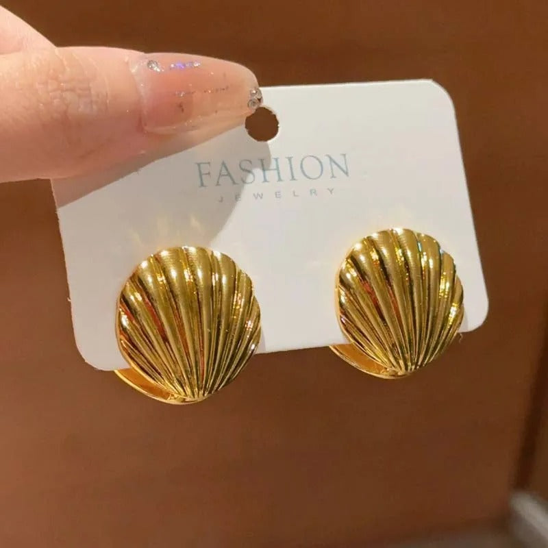 Boucle D'oreille Coquillage Vintage Doré