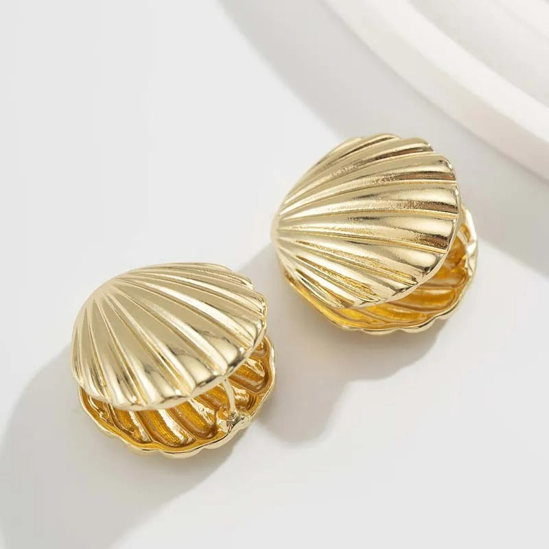 Boucle D'oreille Coquillage Vintage Doré