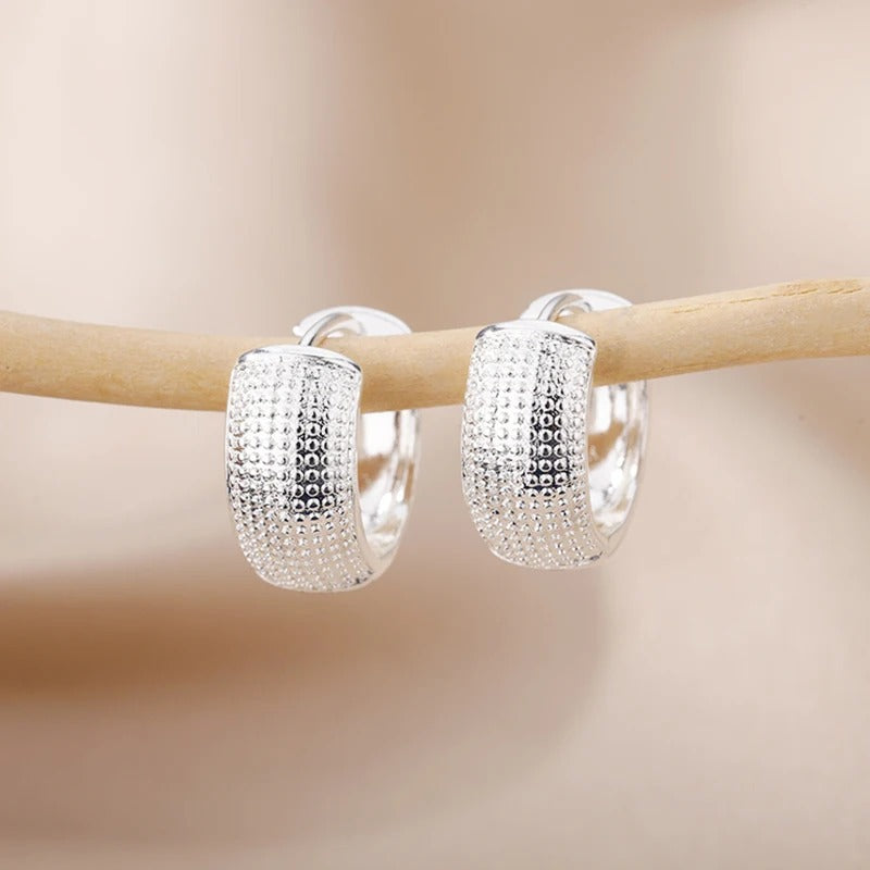 Boucle D'Oreille Créole En Acier Inoxydable Texturée Image