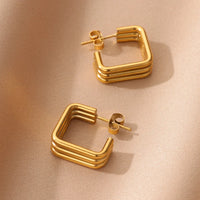 Boucle D'oreille Créole Carrée en acier inoxydable