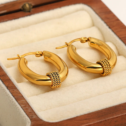 Lot De 2 Grandes Créoles Carrées Charnière – Boucles D'Oreilles Acier Inoxydable Or/Argent, Diamètres 22 à 55 Mm