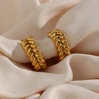 Boucle D'oreille Créole Dorée Effet Tresse en Acier Inoxydable
