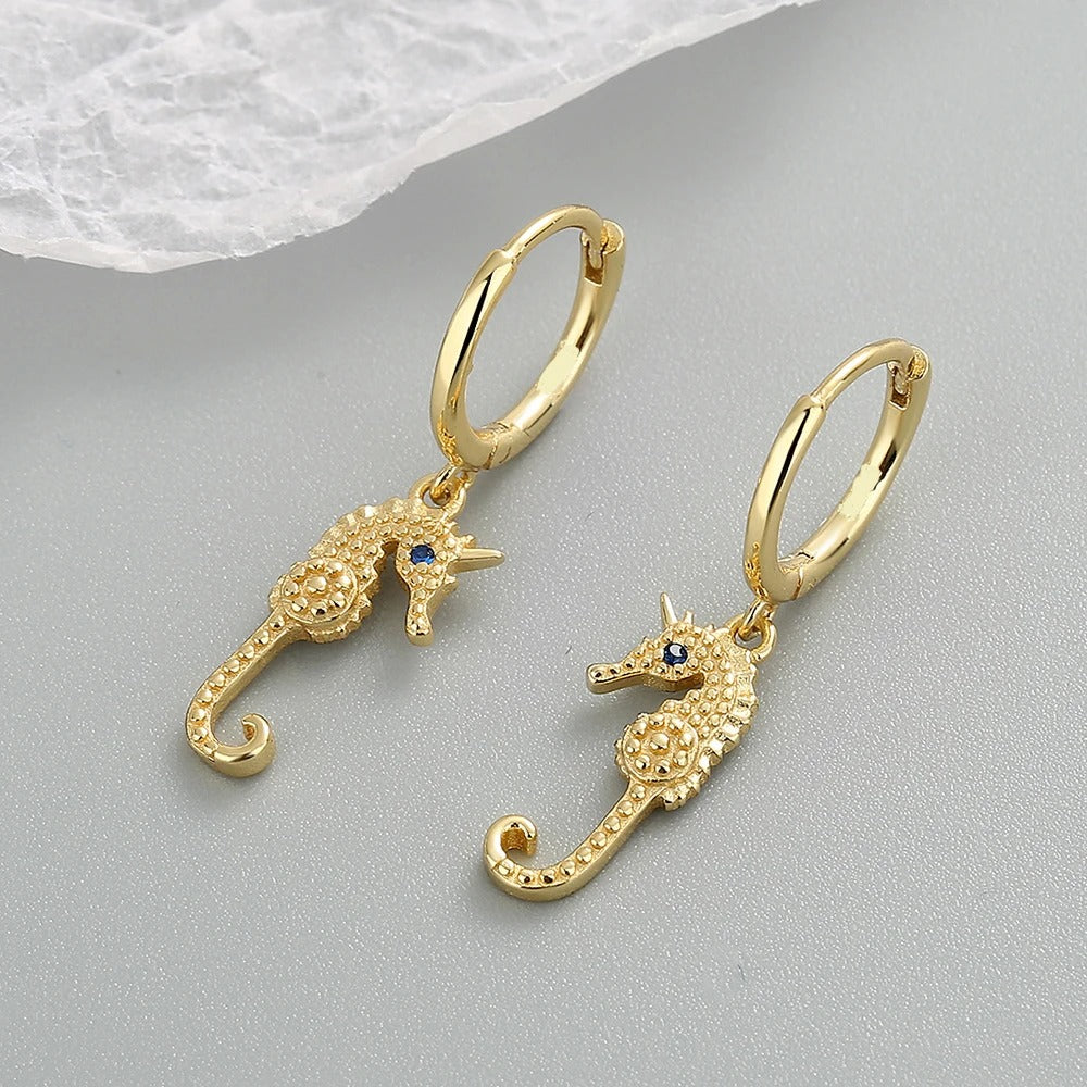 Boucle d'Oreille Créole Hippocampe Acier Inoxydable